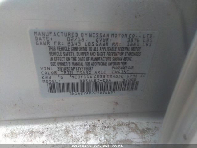 Photo 8 VIN: 3N1AB7AP7JY276687 - NISSAN SENTRA 