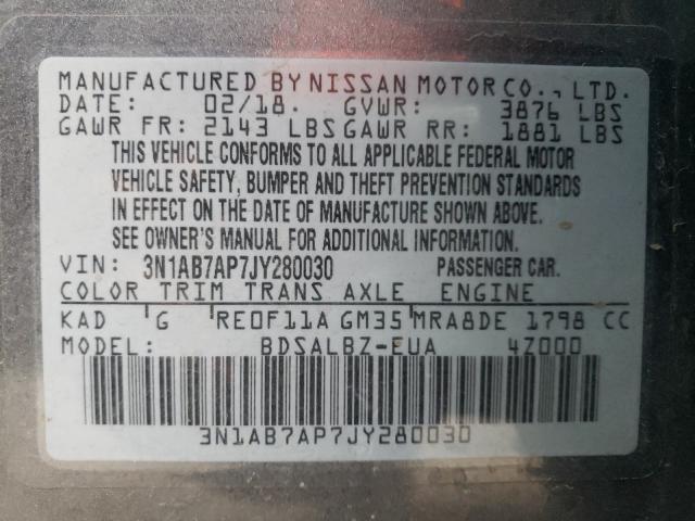 Photo 9 VIN: 3N1AB7AP7JY280030 - NISSAN SENTRA S 