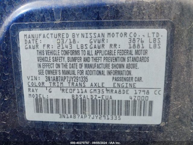 Photo 8 VIN: 3N1AB7AP7JY291335 - NISSAN SENTRA 