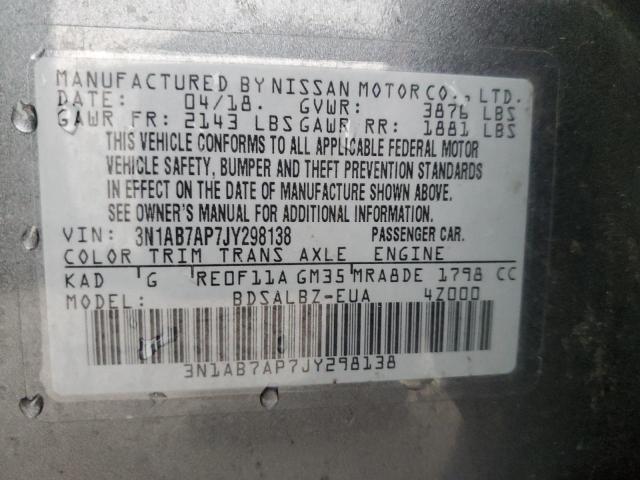 Photo 12 VIN: 3N1AB7AP7JY298138 - NISSAN SENTRA S 