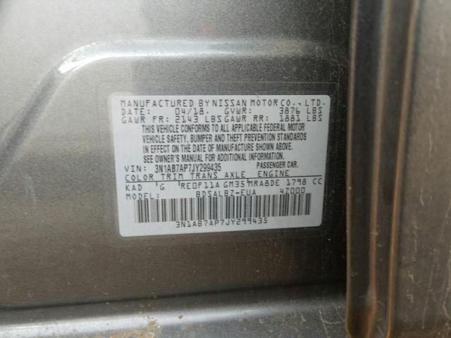 Photo 9 VIN: 3N1AB7AP7JY299435 - NISSAN SENTRA S 