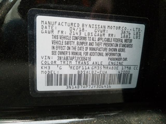 Photo 9 VIN: 3N1AB7AP7JY306416 - NISSAN SENTRA S 