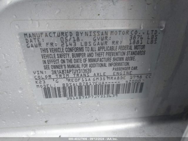 Photo 8 VIN: 3N1AB7AP7JY313639 - NISSAN SENTRA 