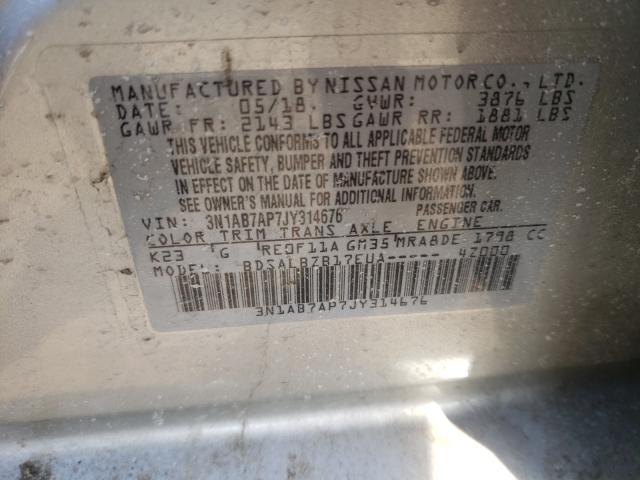 Photo 9 VIN: 3N1AB7AP7JY314676 - NISSAN SENTRA S 