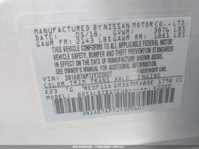 Photo 8 VIN: 3N1AB7AP7JY320607 - NISSAN SENTRA 