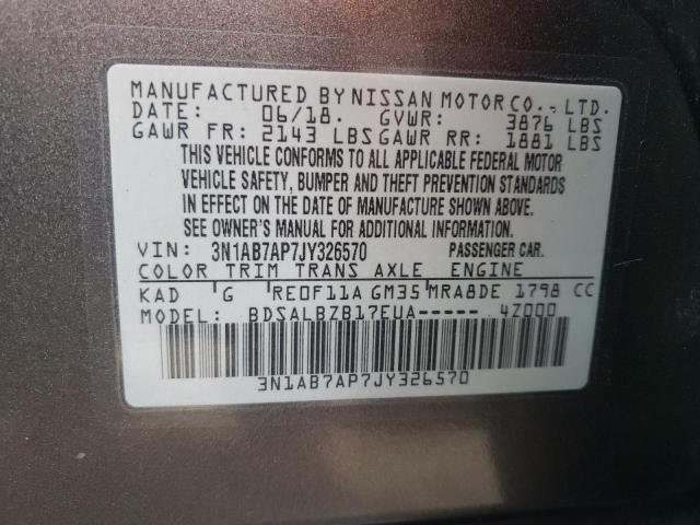 Photo 11 VIN: 3N1AB7AP7JY326570 - NISSAN SENTRA S 