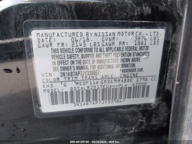 Photo 8 VIN: 3N1AB7AP7JY339867 - NISSAN SENTRA 