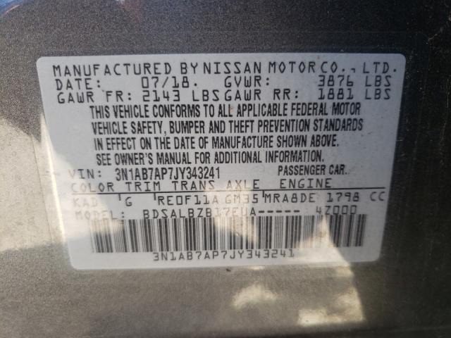 Photo 9 VIN: 3N1AB7AP7JY343241 - NISSAN SENTRA S 