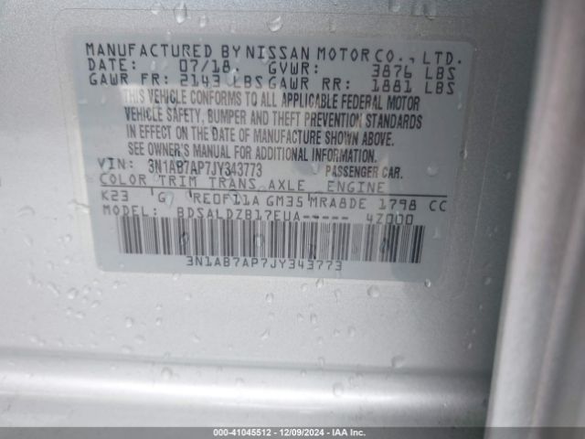 Photo 8 VIN: 3N1AB7AP7JY343773 - NISSAN SENTRA 