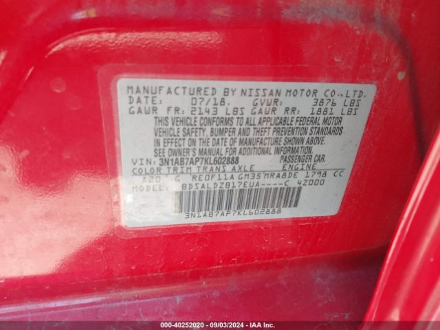 Photo 8 VIN: 3N1AB7AP7KL602888 - NISSAN SENTRA 