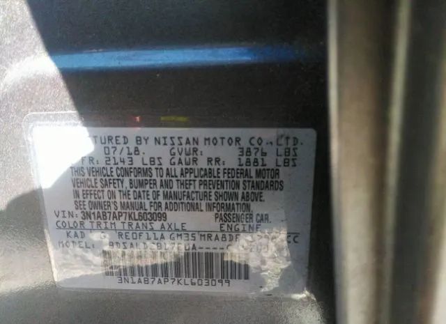 Photo 8 VIN: 3N1AB7AP7KL603099 - NISSAN SENTRA 