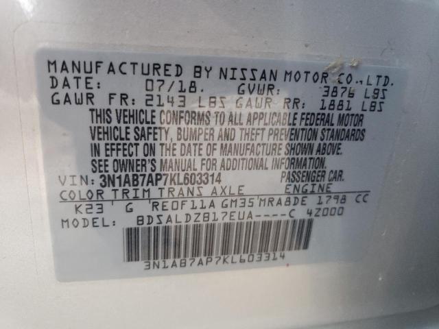 Photo 11 VIN: 3N1AB7AP7KL603314 - NISSAN SENTRA 