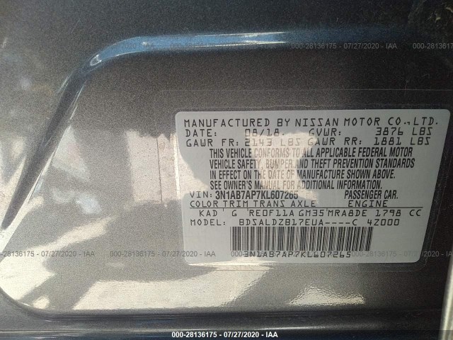 Photo 8 VIN: 3N1AB7AP7KL607265 - NISSAN SENTRA 