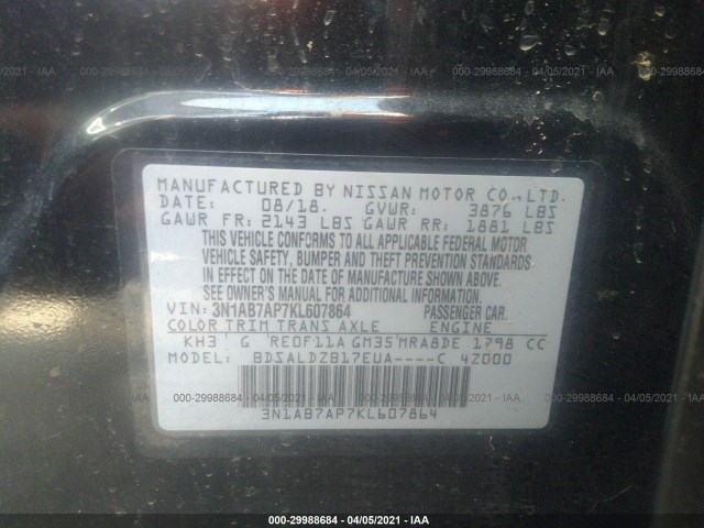 Photo 8 VIN: 3N1AB7AP7KL607864 - NISSAN SENTRA 