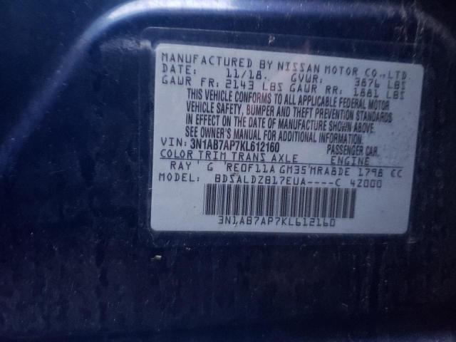 Photo 11 VIN: 3N1AB7AP7KL612160 - NISSAN SENTRA S 