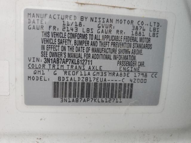 Photo 11 VIN: 3N1AB7AP7KL612711 - NISSAN SENTRA S 