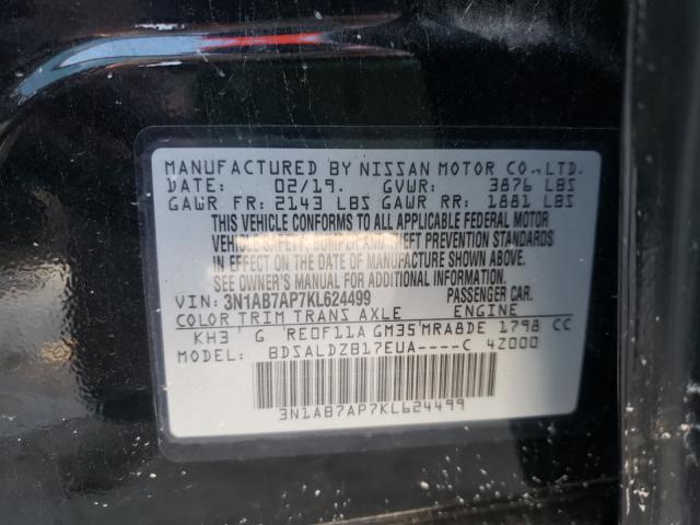 Photo 9 VIN: 3N1AB7AP7KL624499 - NISSAN SENTRA S 