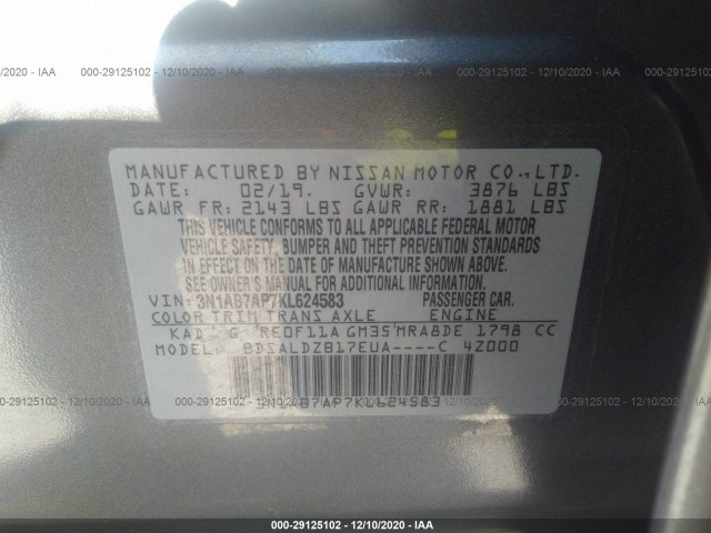 Photo 8 VIN: 3N1AB7AP7KL624583 - NISSAN SENTRA 