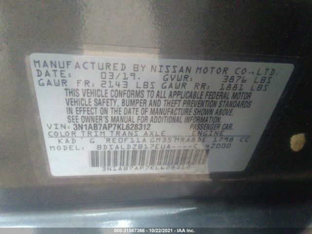 Photo 8 VIN: 3N1AB7AP7KL628312 - NISSAN SENTRA 