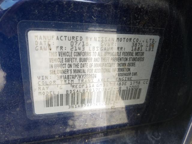 Photo 9 VIN: 3N1AB7AP7KY202624 - NISSAN SENTRA S 