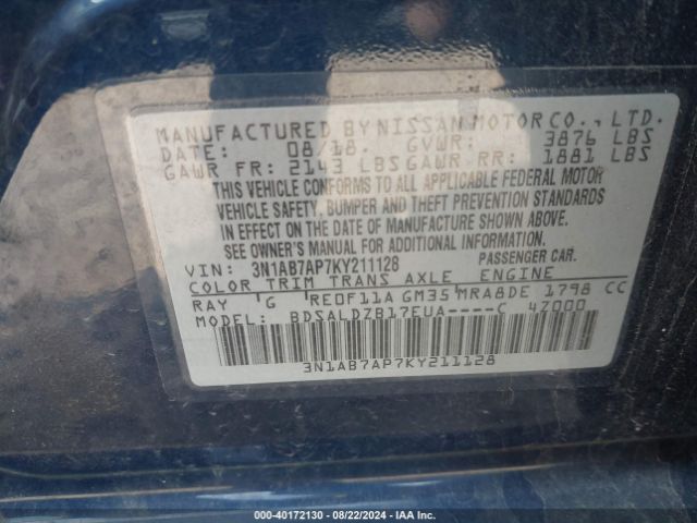 Photo 8 VIN: 3N1AB7AP7KY211128 - NISSAN SENTRA 