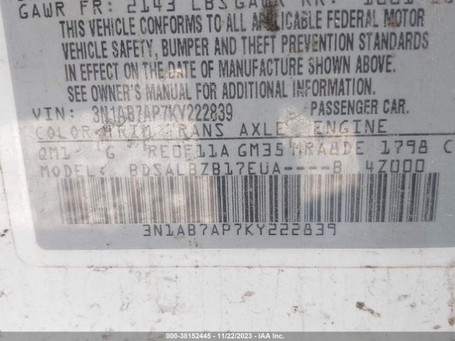 Photo 8 VIN: 3N1AB7AP7KY222839 - NISSAN SENTRA 