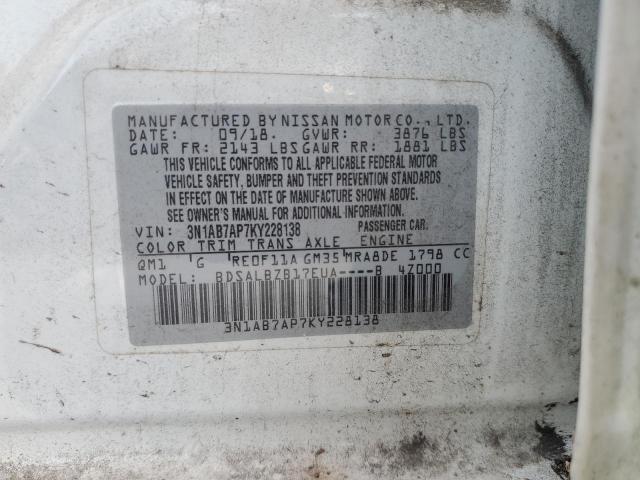 Photo 12 VIN: 3N1AB7AP7KY228138 - NISSAN SENTRA S 