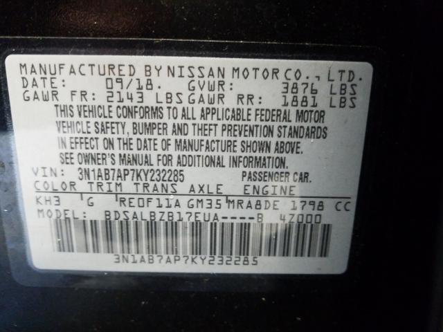 Photo 9 VIN: 3N1AB7AP7KY232285 - NISSAN SENTRA S 