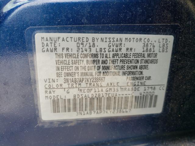 Photo 9 VIN: 3N1AB7AP7KY238667 - NISSAN SENTRA S 