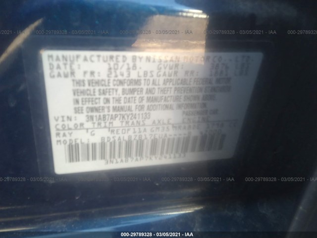 Photo 8 VIN: 3N1AB7AP7KY241133 - NISSAN SENTRA 