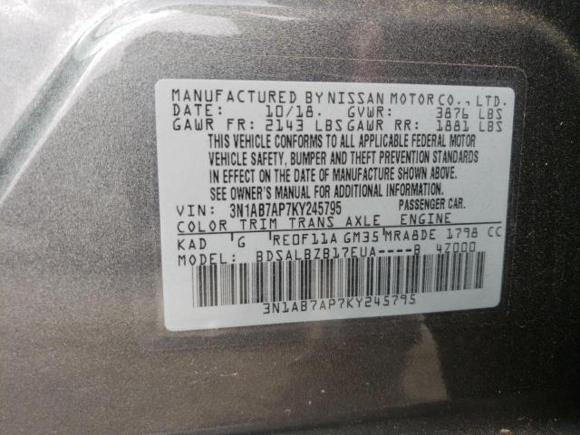 Photo 9 VIN: 3N1AB7AP7KY245795 - NISSAN SENTRA S 