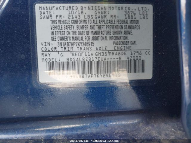 Photo 8 VIN: 3N1AB7AP7KY246915 - NISSAN SENTRA 