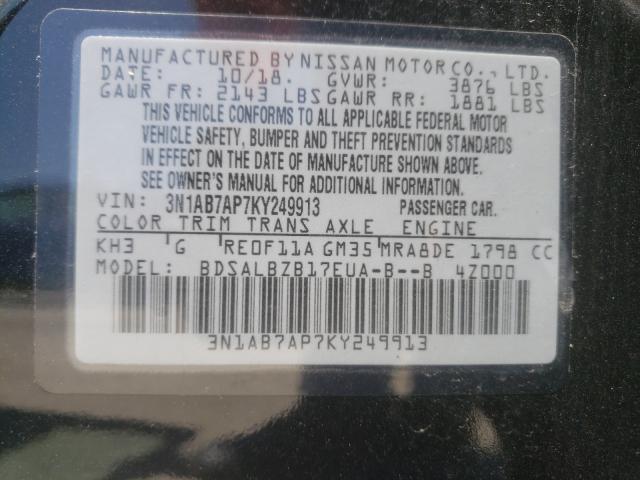 Photo 9 VIN: 3N1AB7AP7KY249913 - NISSAN SENTRA S 