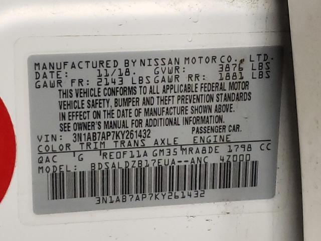 Photo 12 VIN: 3N1AB7AP7KY261432 - NISSAN SENTRA S 