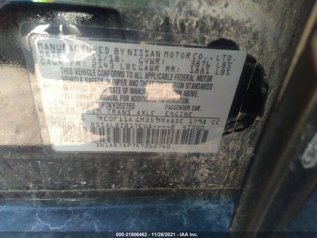 Photo 8 VIN: 3N1AB7AP7KY262760 - NISSAN SENTRA 