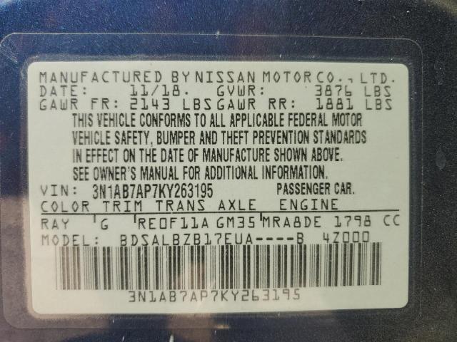 Photo 11 VIN: 3N1AB7AP7KY263195 - NISSAN SENTRA S 