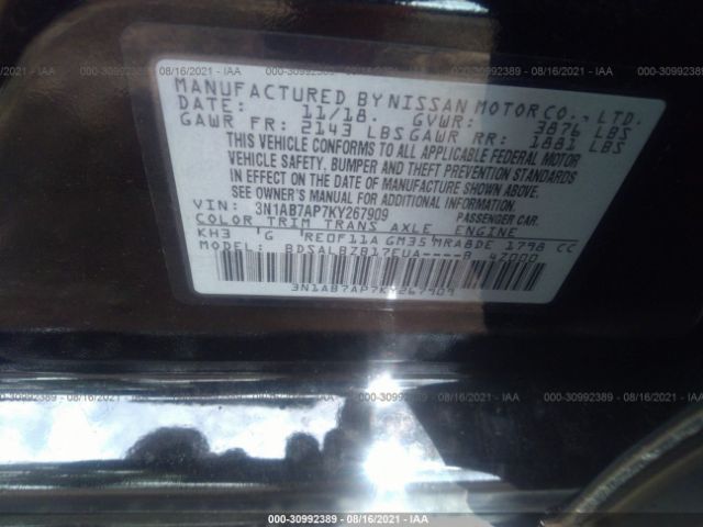 Photo 8 VIN: 3N1AB7AP7KY267909 - NISSAN SENTRA 