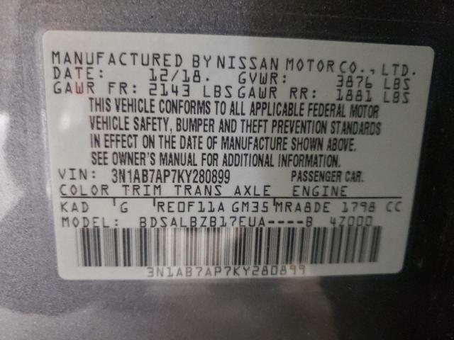 Photo 11 VIN: 3N1AB7AP7KY280899 - NISSAN SENTRA S 