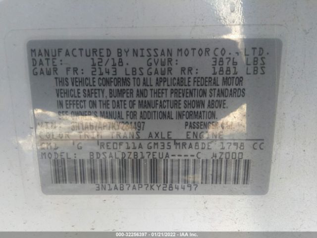 Photo 8 VIN: 3N1AB7AP7KY284497 - NISSAN SENTRA 