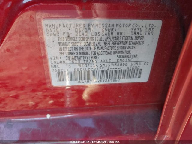 Photo 8 VIN: 3N1AB7AP7KY289862 - NISSAN SENTRA 