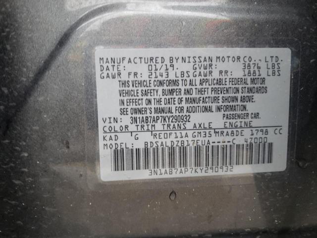 Photo 9 VIN: 3N1AB7AP7KY290932 - NISSAN SENTRA S 