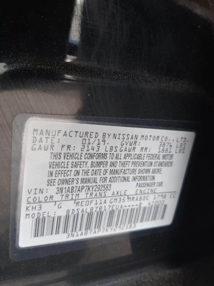 Photo 13 VIN: 3N1AB7AP7KY292583 - NISSAN SENTRA 