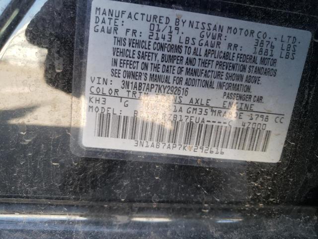 Photo 9 VIN: 3N1AB7AP7KY292616 - NISSAN SENTRA S 