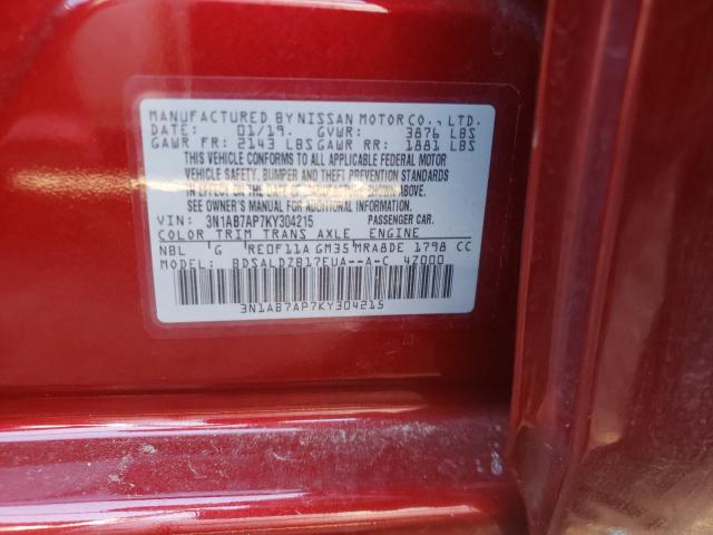 Photo 9 VIN: 3N1AB7AP7KY304215 - NISSAN SENTRA S 