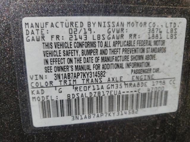 Photo 12 VIN: 3N1AB7AP7KY314582 - NISSAN SENTRA 