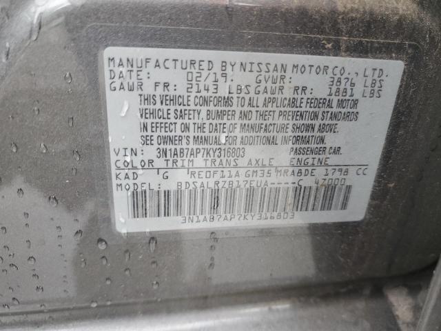 Photo 12 VIN: 3N1AB7AP7KY316803 - NISSAN SENTRA S 