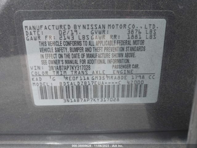 Photo 8 VIN: 3N1AB7AP7KY317028 - NISSAN SENTRA 