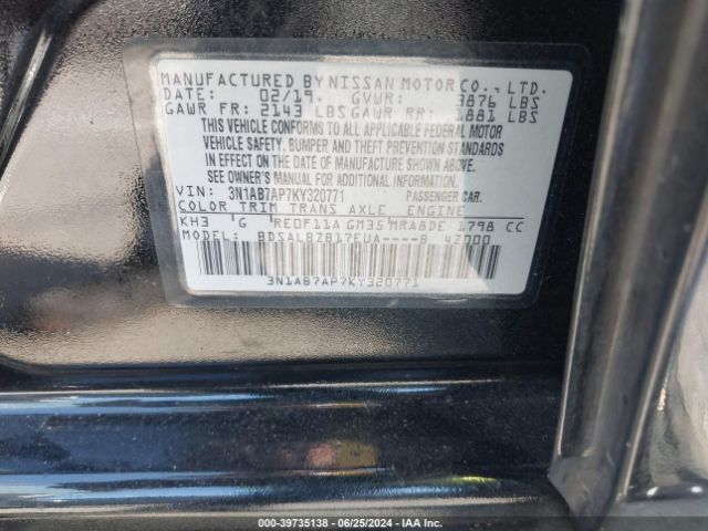 Photo 8 VIN: 3N1AB7AP7KY320771 - NISSAN SENTRA 