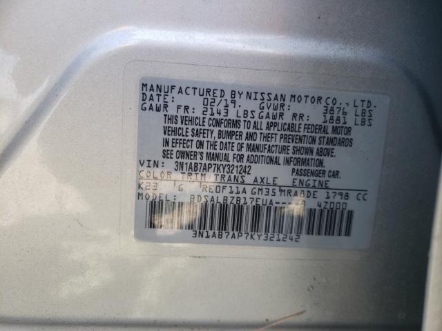 Photo 9 VIN: 3N1AB7AP7KY321242 - NISSAN SENTRA S 