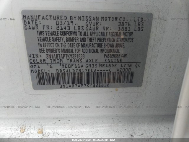 Photo 8 VIN: 3N1AB7AP7KY321838 - NISSAN SENTRA 